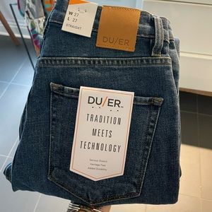 DU/ER / Duer Midweight Denim High Rise Straight Jeans